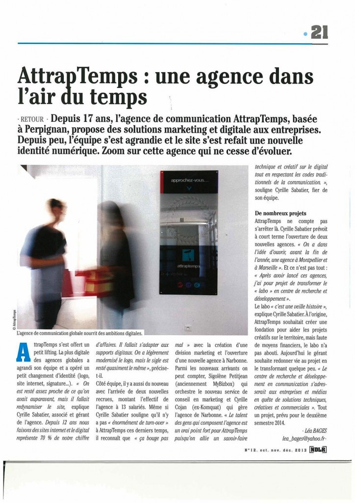 AttrapTemps dans le magazine NDLR